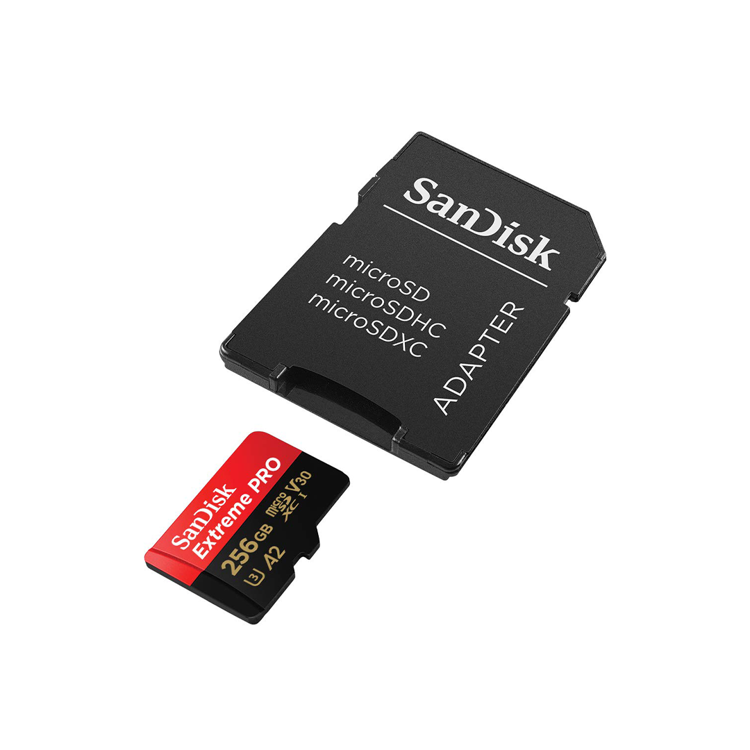 SanDisk Extreme Pro 256GB microSDXC UHS-I، V30، قراءة 200 ميجابايت/ثانية، كتابة 140 ميجابايت/ثانية، بطاقة ذاكرة لفيديو 4K على الهواتف الذكية وكاميرات الحركة والطائرات بدون طيار SanDisk Extreme Pro 256GB microSDXC UHS-I، V30، قراءة 200 ميجابايت/ثانية، كتابة 140 ميجابايت/ثانية، بطاقة ذاكرة لفيديو 4K على الهواتف الذكية وكاميرات الحركة والطائرات بدون طيار